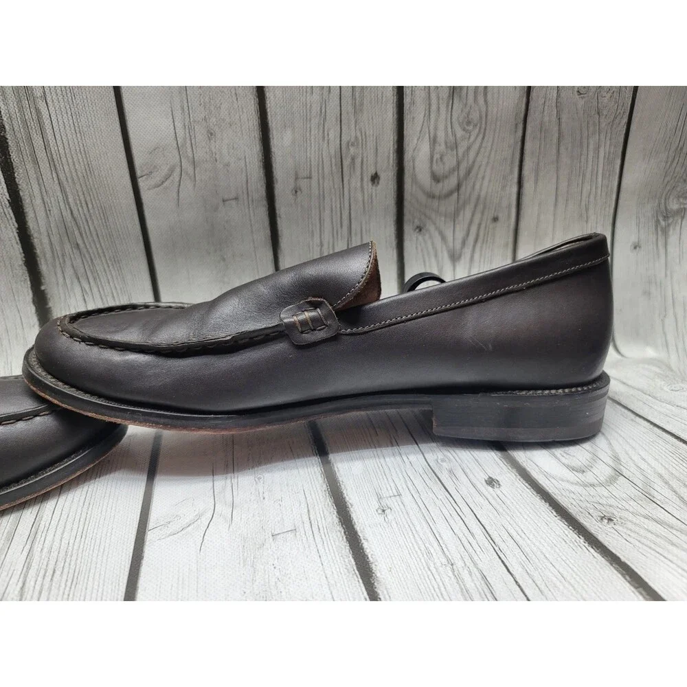 J. Crew Moc Toe Loafers Men's 11 Shoes Split Toe Slip On Dark Brown Leather